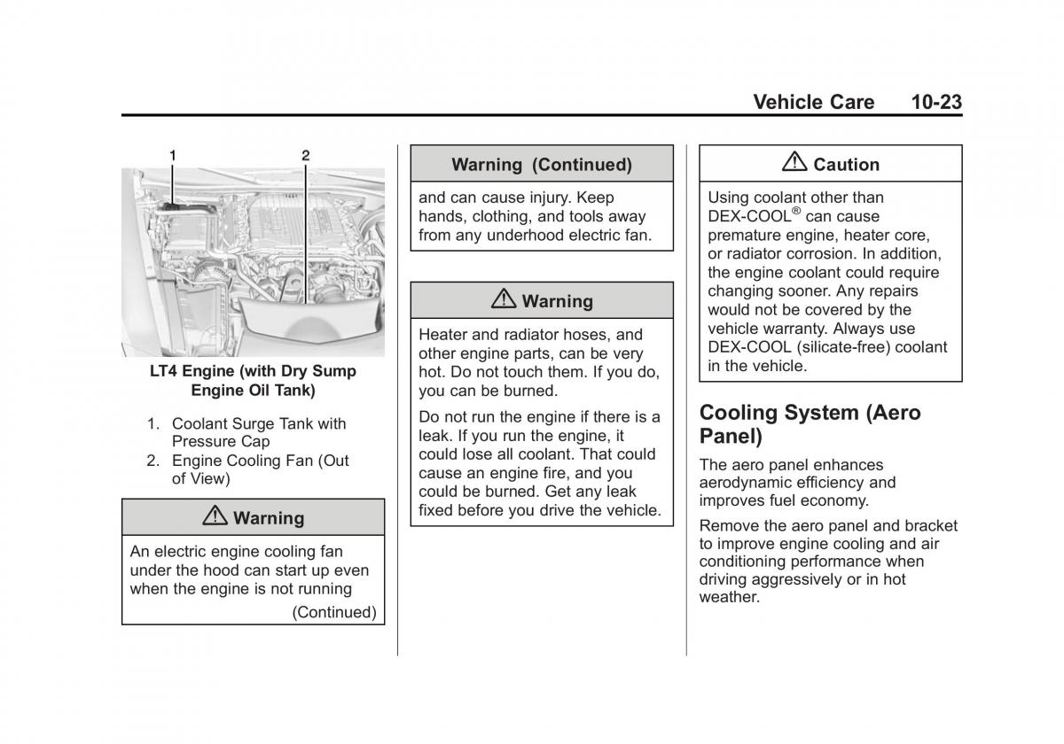 Chevrolet Corvette C7 owners manual / page 262