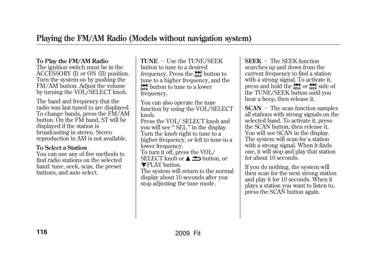 Honda Jazz III 3 Fit II manual / page 119