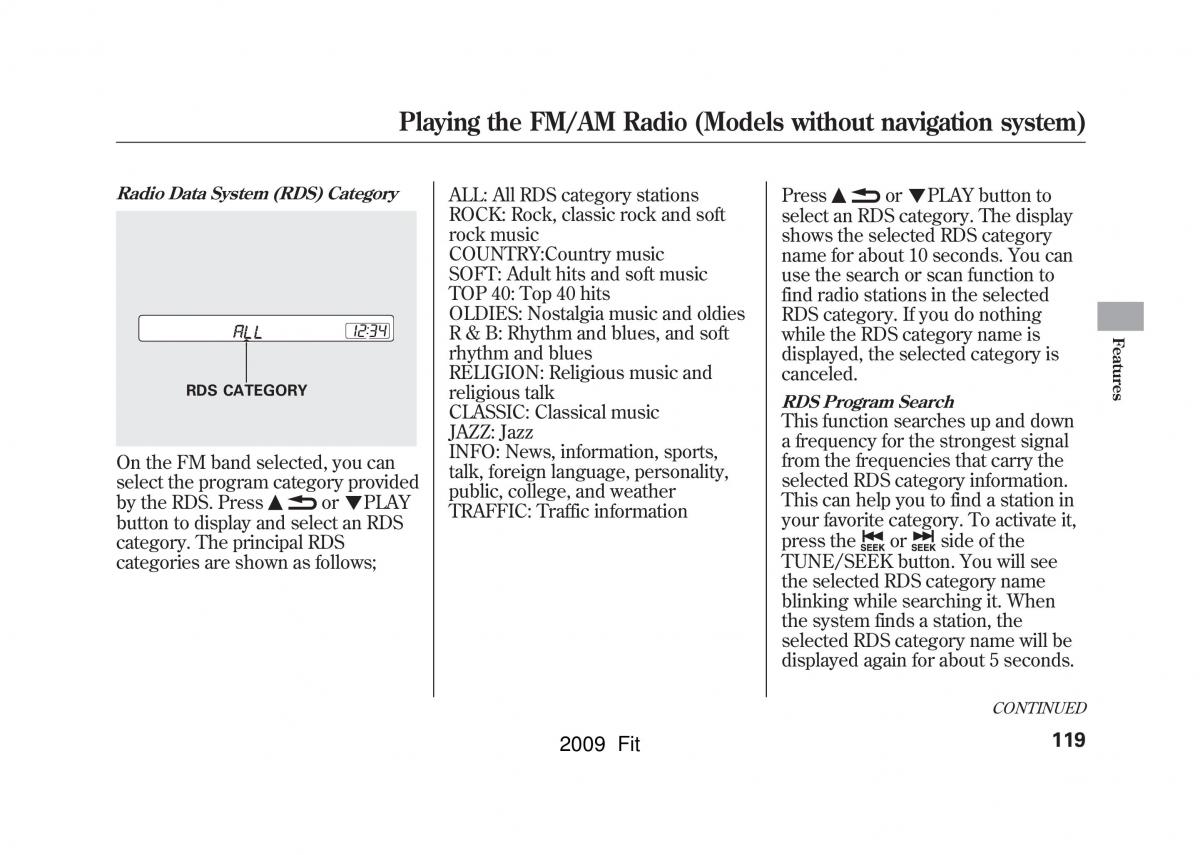 Honda Jazz III 3 Fit II manual / page 122