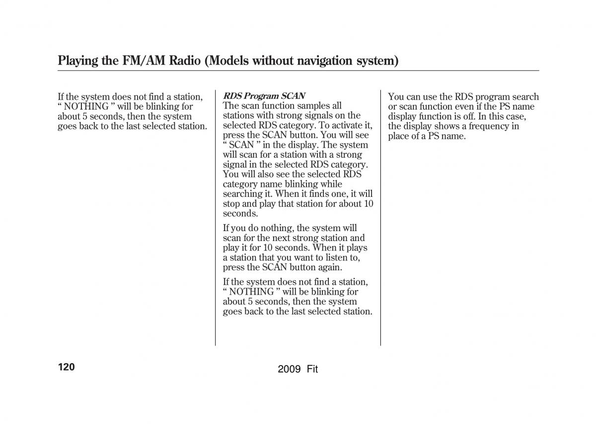 Honda Jazz III 3 Fit II manual / page 123