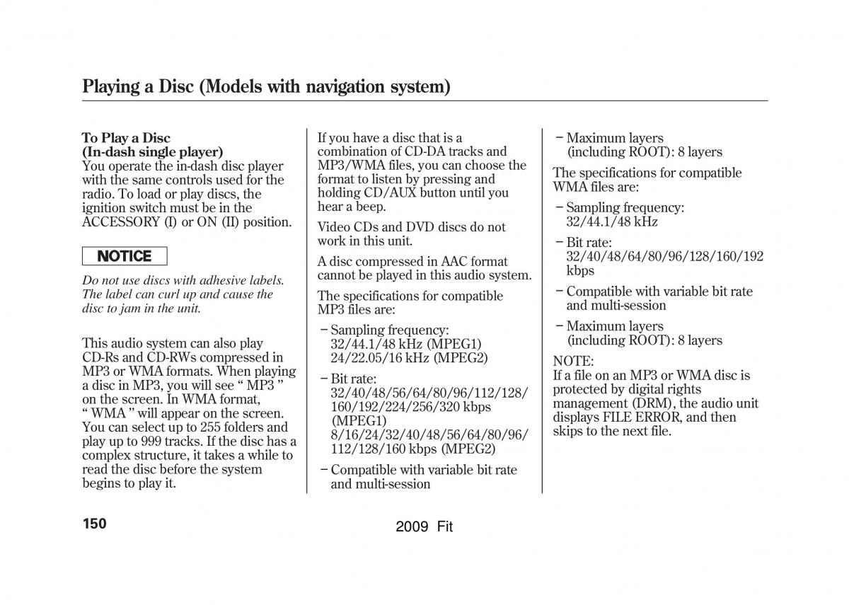 Honda Jazz III 3 Fit II manual / page 153