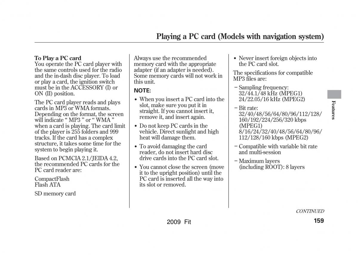 Honda Jazz III 3 Fit II manual / page 162