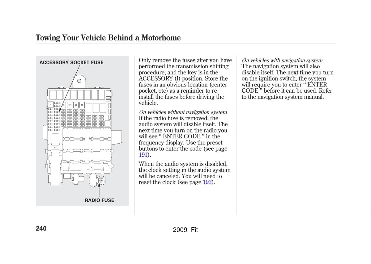 Honda Jazz III 3 Fit II manual / page 243