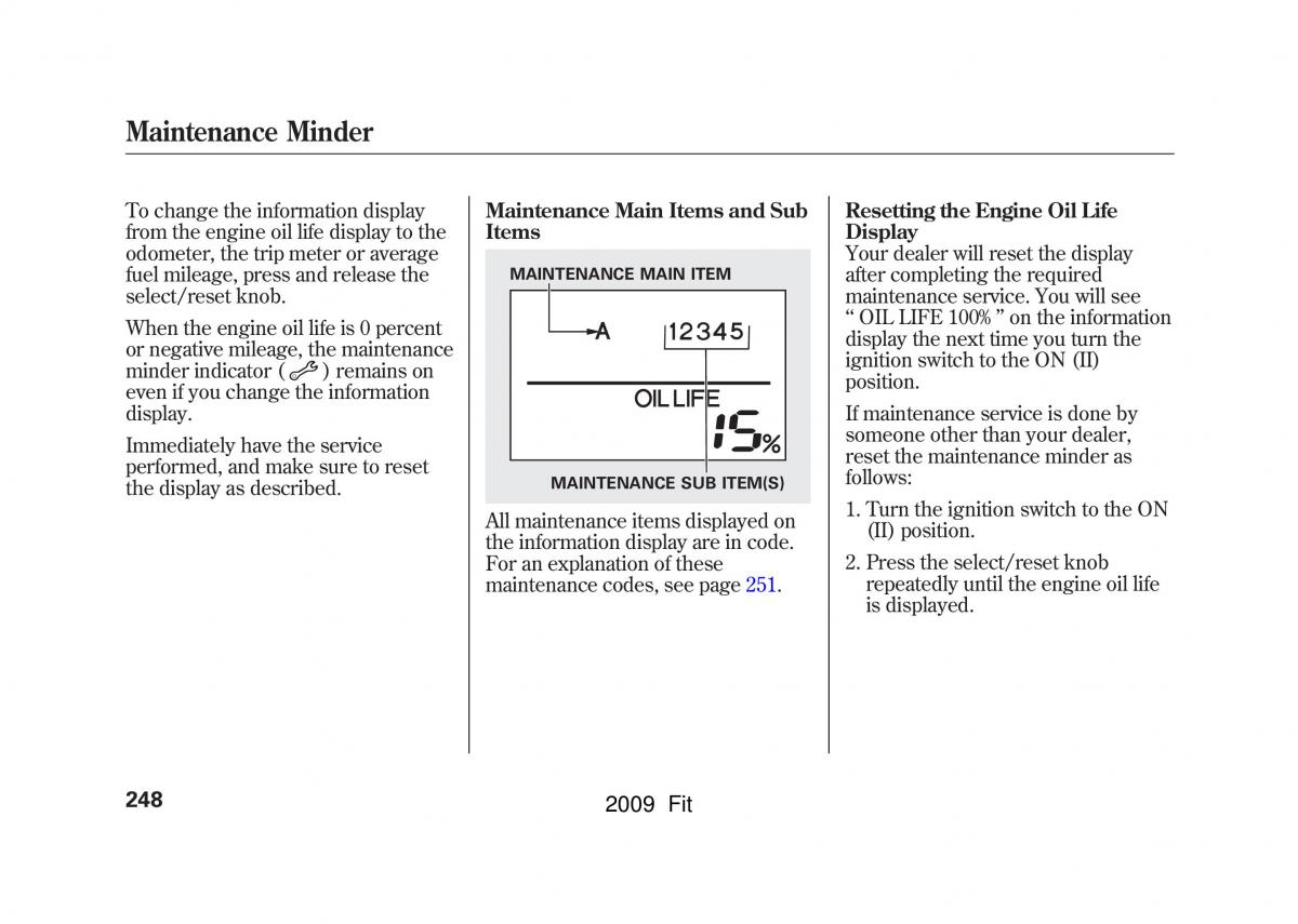 Honda Jazz III 3 Fit II manual / page 251