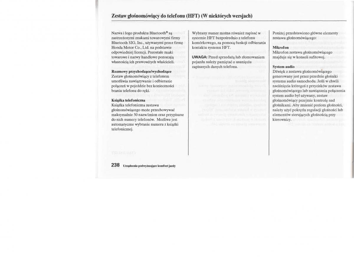Honda Jazz III 3 Fit II instrukcja obslugi / page 237