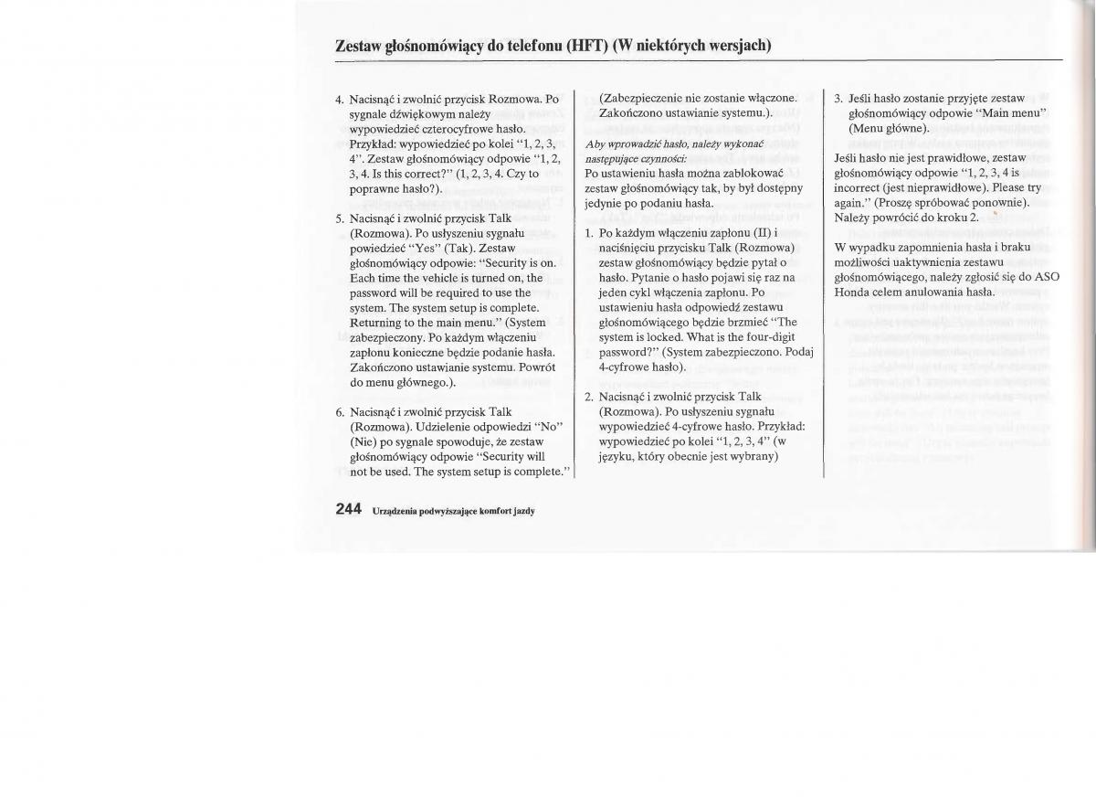 Honda Jazz III 3 Fit II instrukcja obslugi / page 243