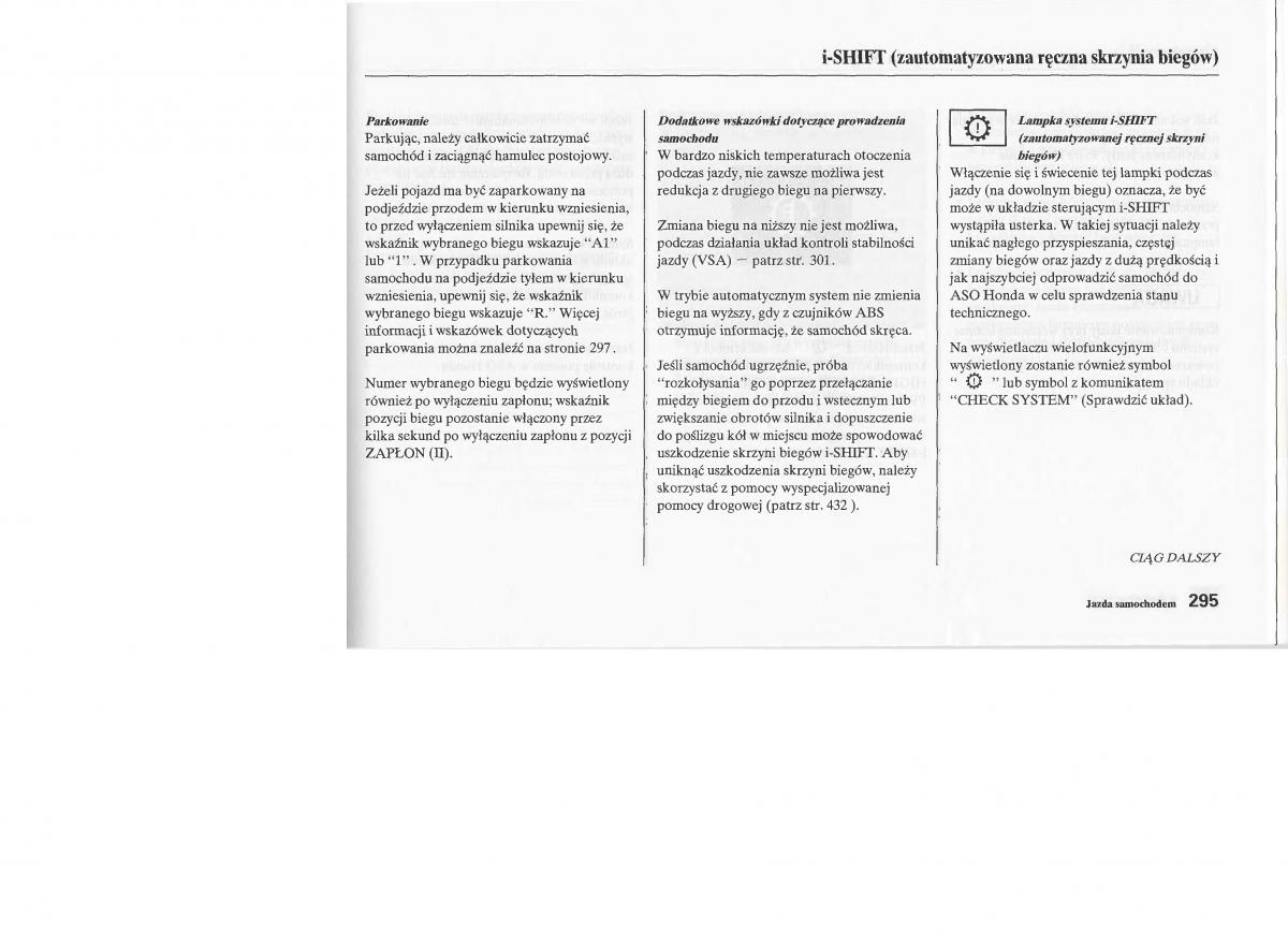 Honda Jazz III 3 Fit II instrukcja obslugi / page 293