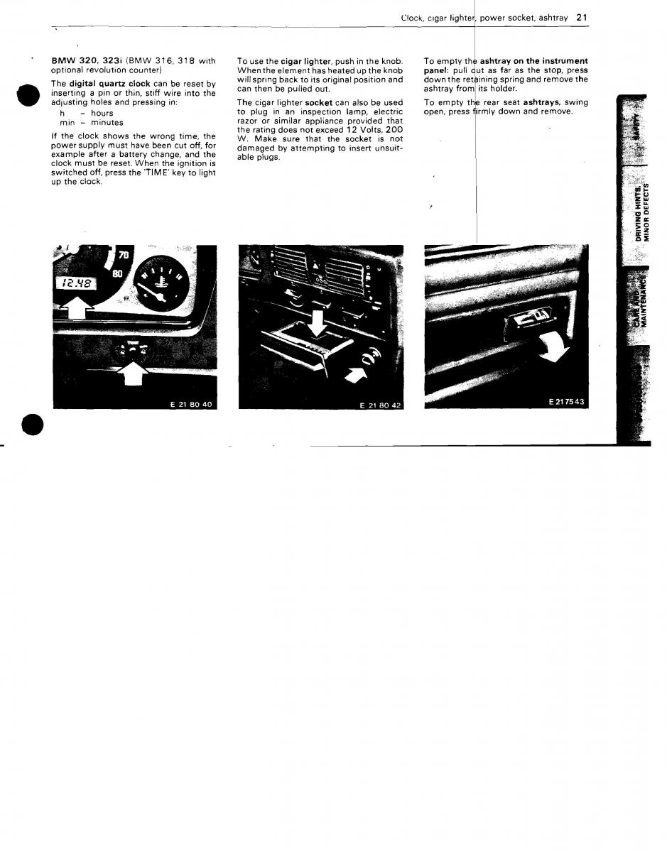 BMW 3 E21 316 318i 320 323i owners manual / page 20