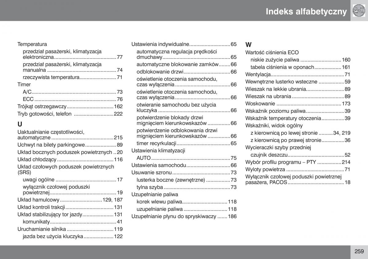 Volvo S40 II instrukcja obslugi / page 260