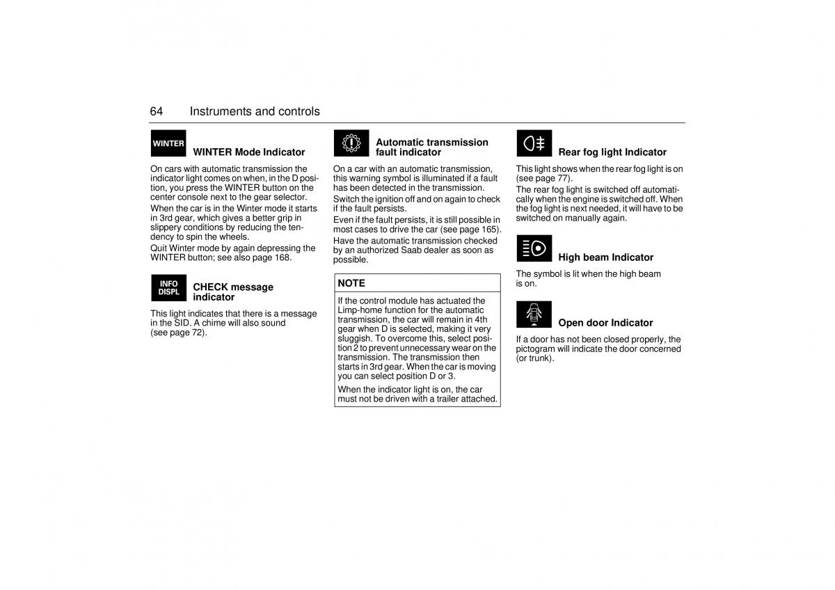 Saab 9 3 I 1 YS3D owners manual / page 64