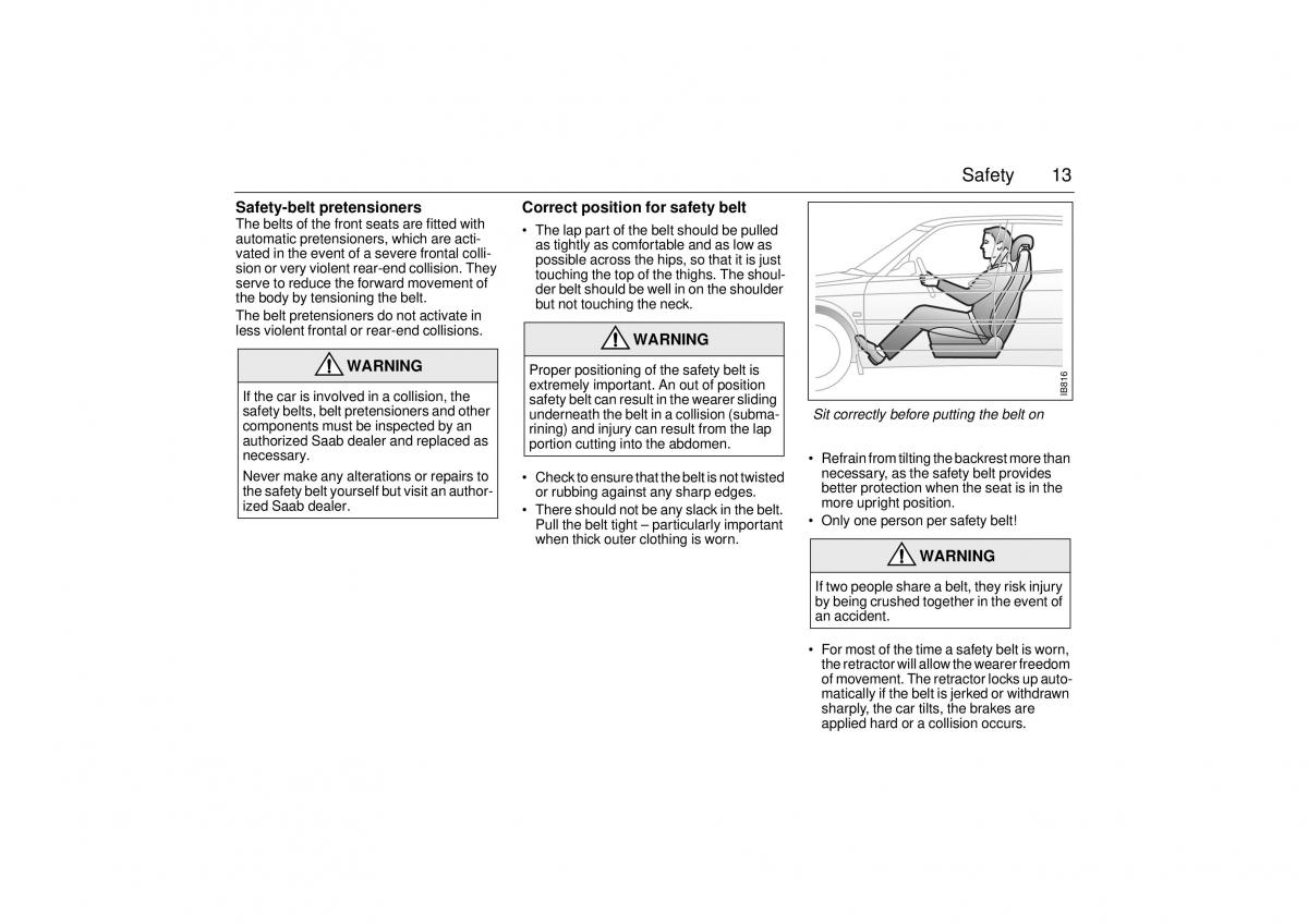 manual  Saab 9 3 I 1 YS3D owners manual / page 13