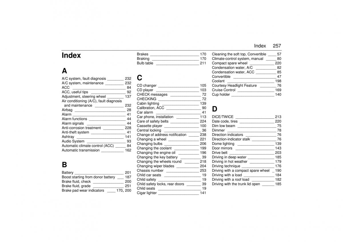 manual  Saab 9 3 I 1 YS3D owners manual / page 257