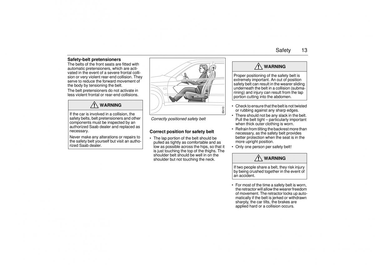 manual  Saab 9 5 I 1 YS3E owners manual / page 13