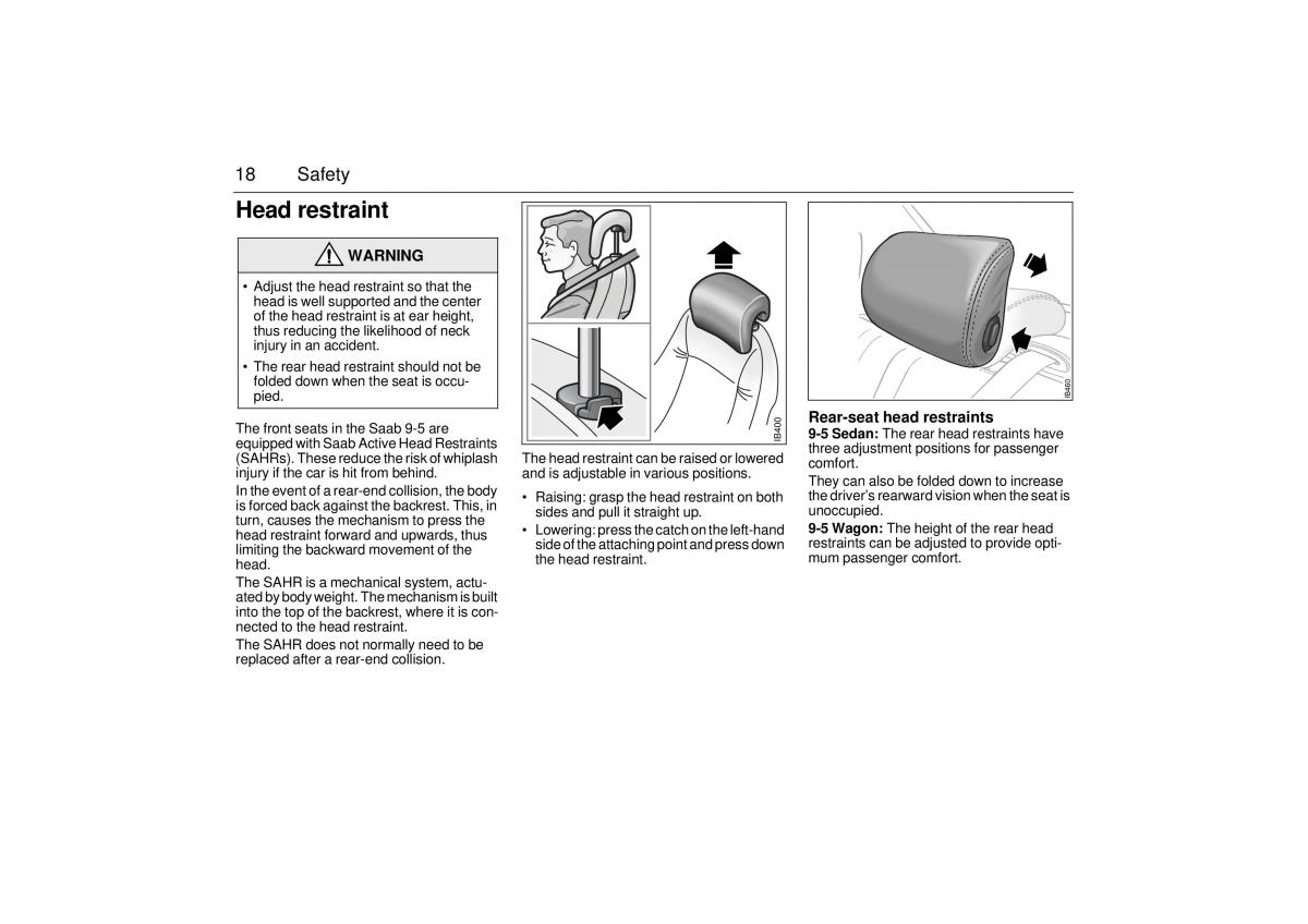 Saab 9 5 I 1 YS3E owners manual / page 18