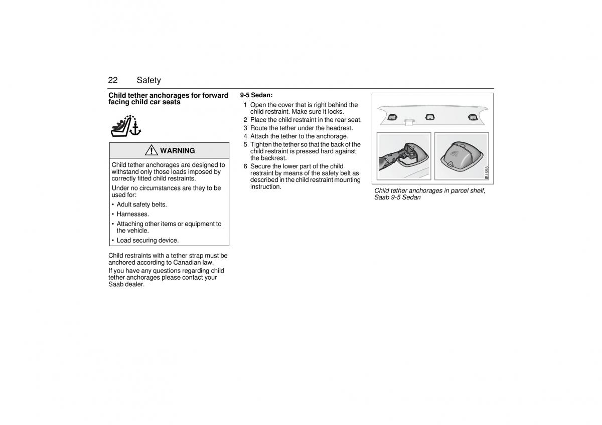 Saab 9 5 I 1 YS3E owners manual / page 22