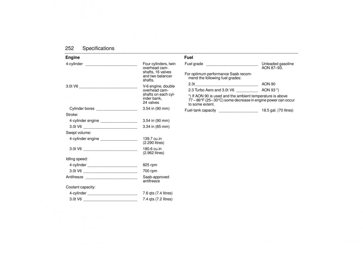Saab 9 5 I 1 YS3E owners manual / page 252