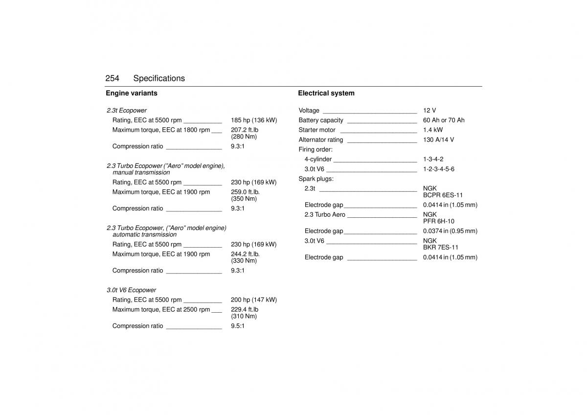 Saab 9 5 I 1 YS3E owners manual / page 254