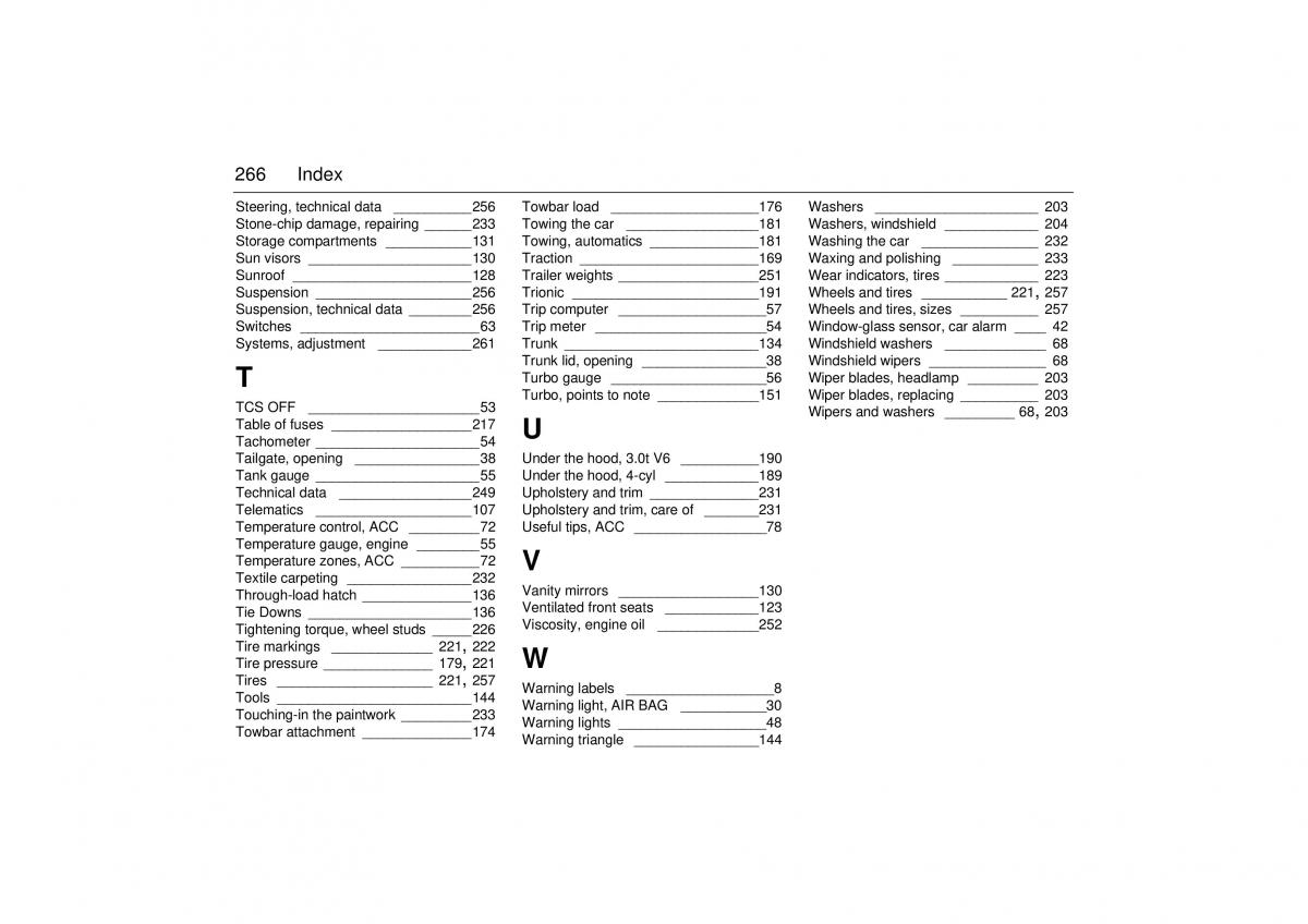 Saab 9 5 I 1 YS3E owners manual / page 266