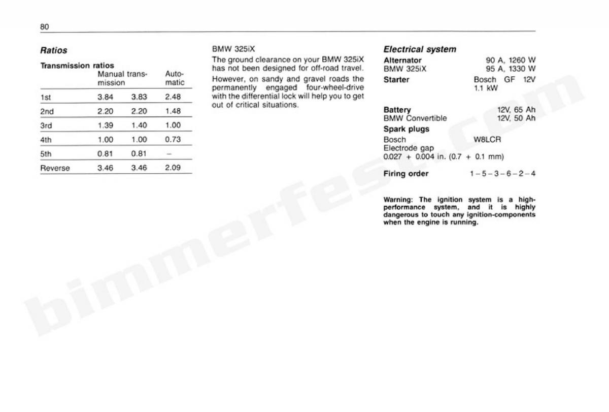 BMW 3 E30 owners manual / page 81