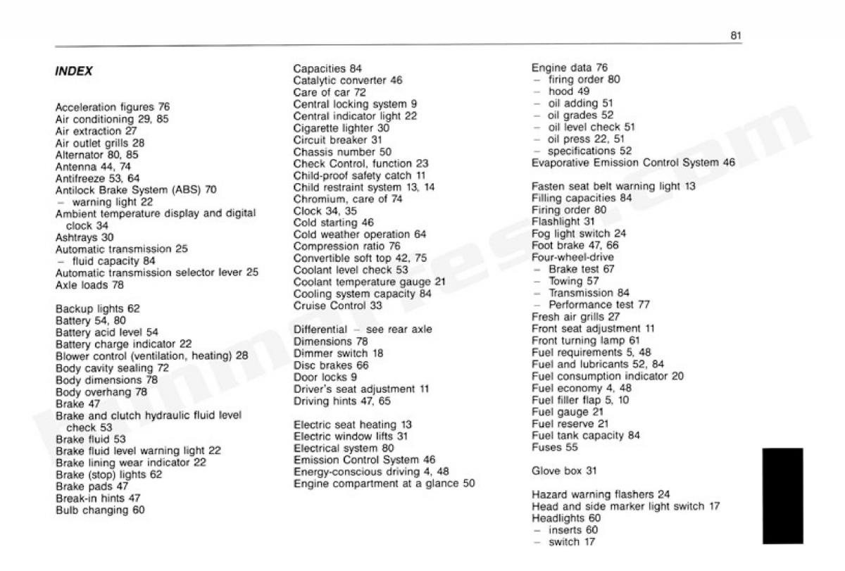 BMW 3 E30 owners manual / page 82