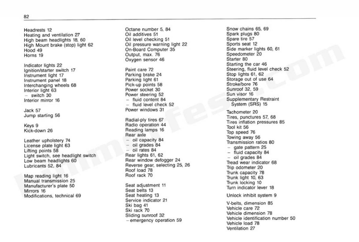 BMW 3 E30 owners manual / page 83