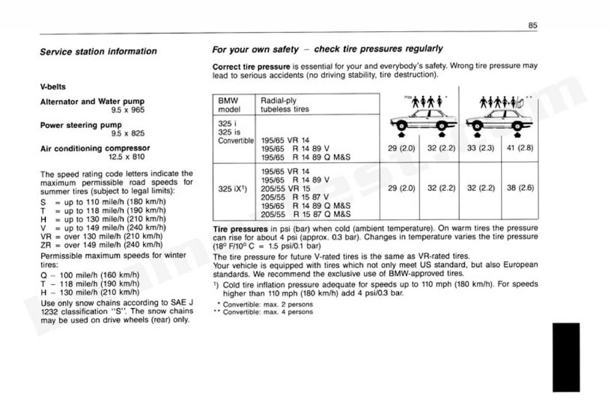 manual  BMW 3 E30 owners manual / page 86