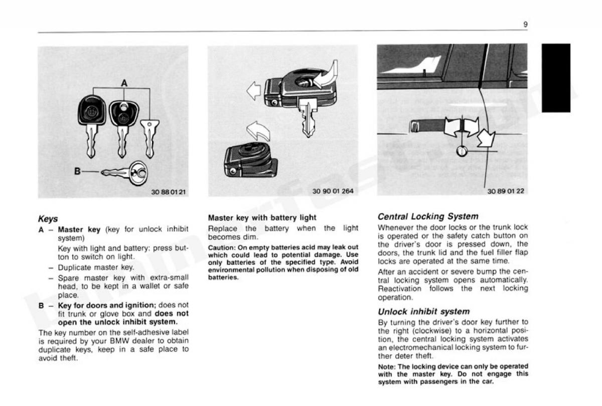 manual  BMW 3 E30 owners manual / page 10