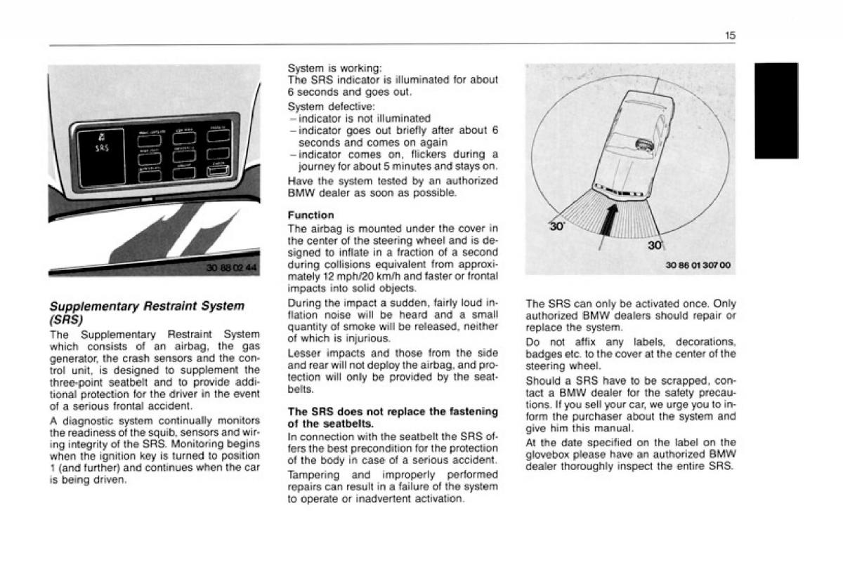 BMW 3 E30 owners manual / page 16