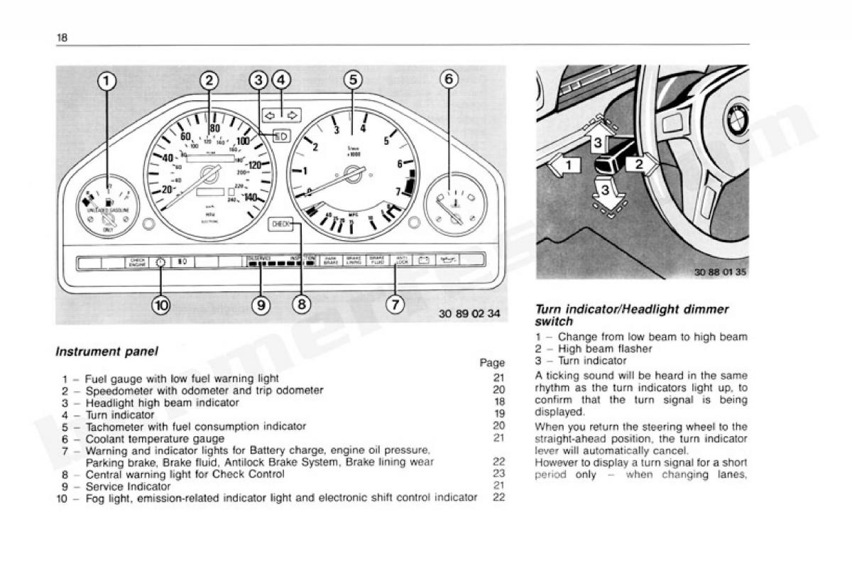 BMW 3 E30 owners manual / page 19