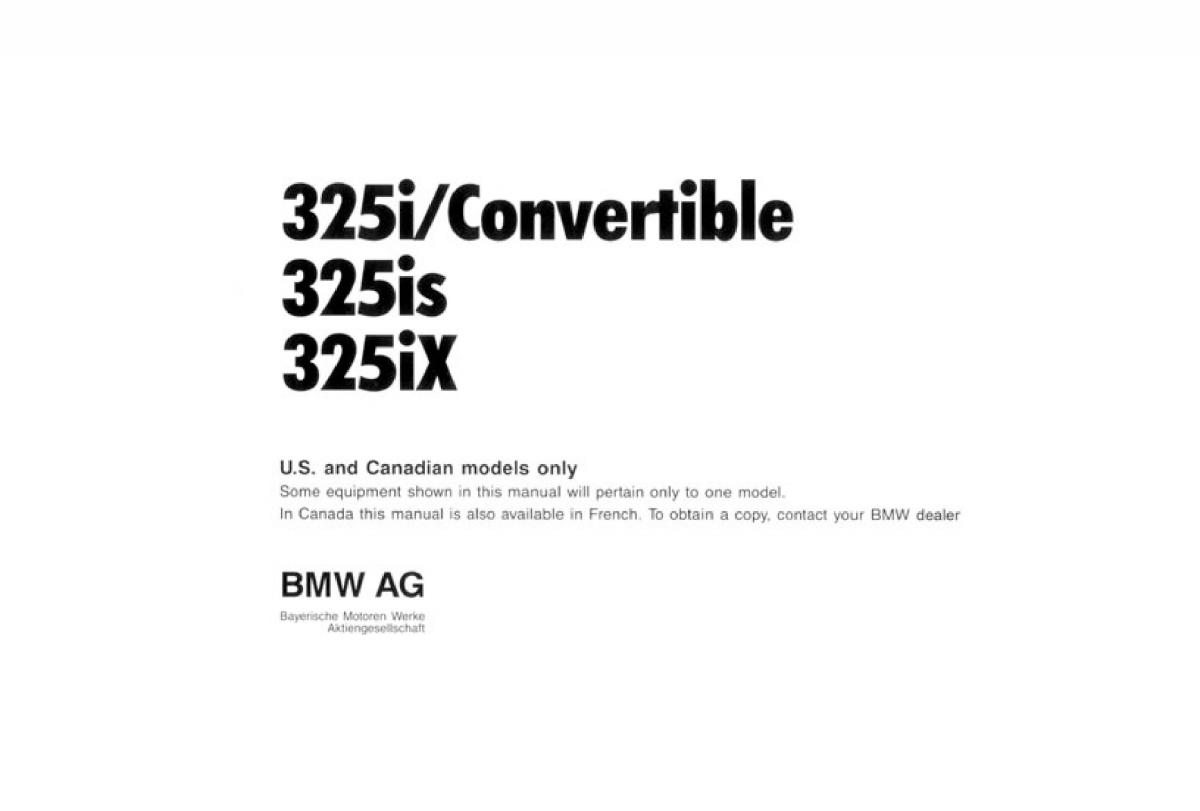 BMW 3 E30 owners manual / page 2