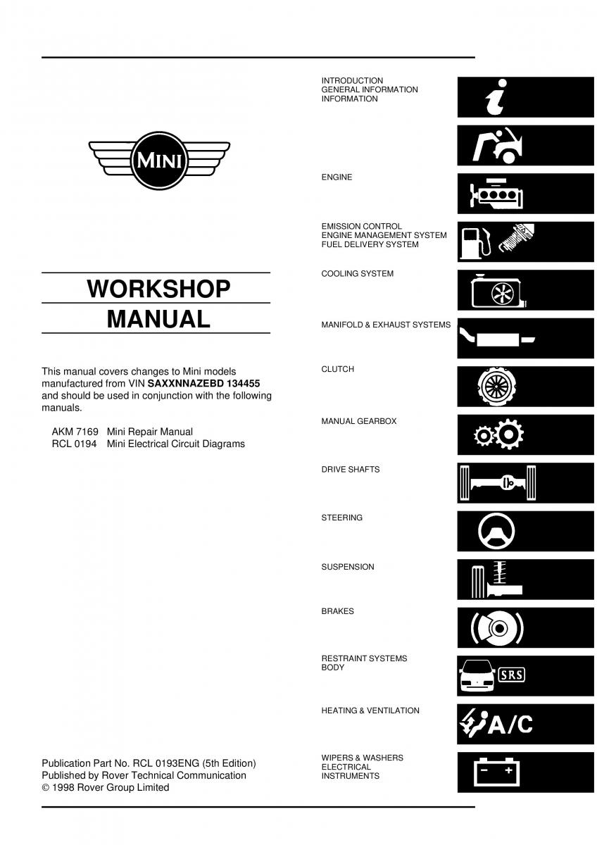 manual  Mini Cooper workshop manual / page 7