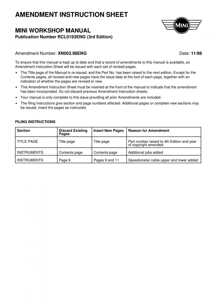 manual  Mini Cooper workshop manual / page 5