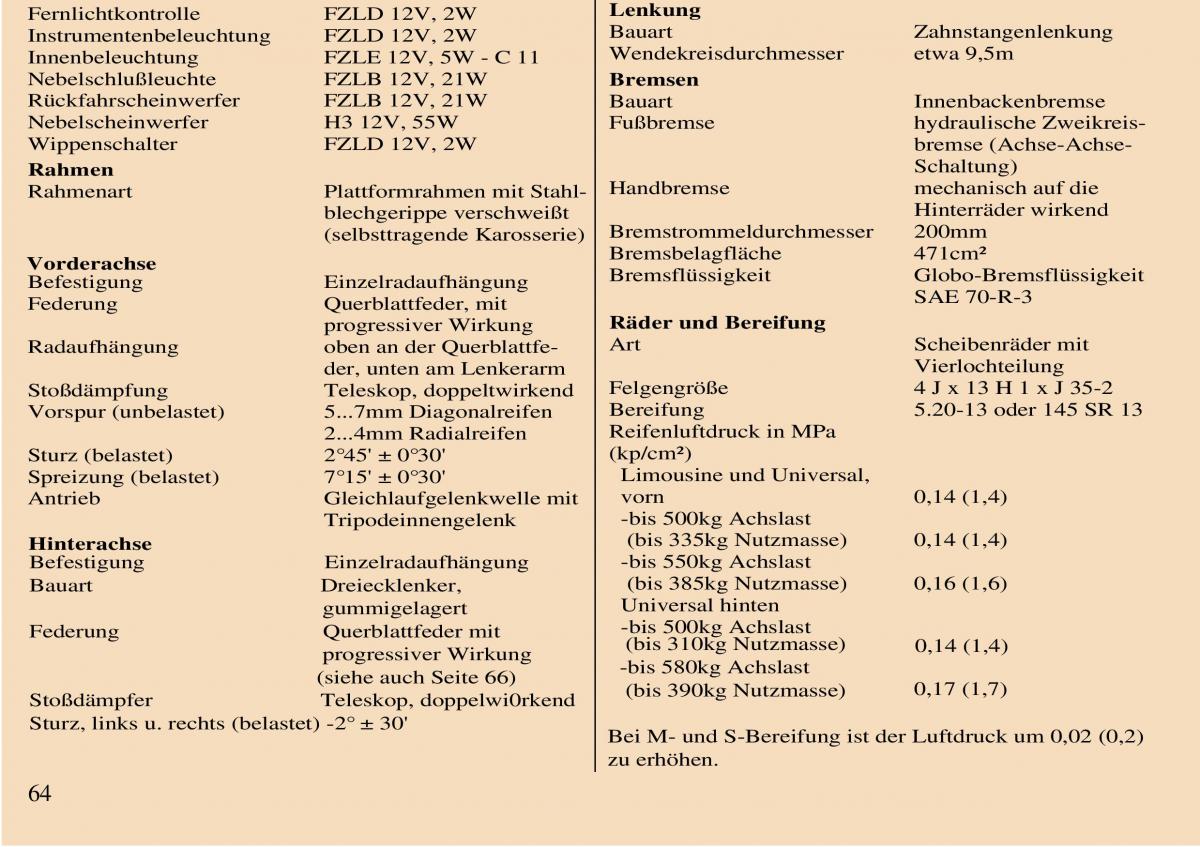 manual  Trabant 601 owners manual Handbuch / page 65