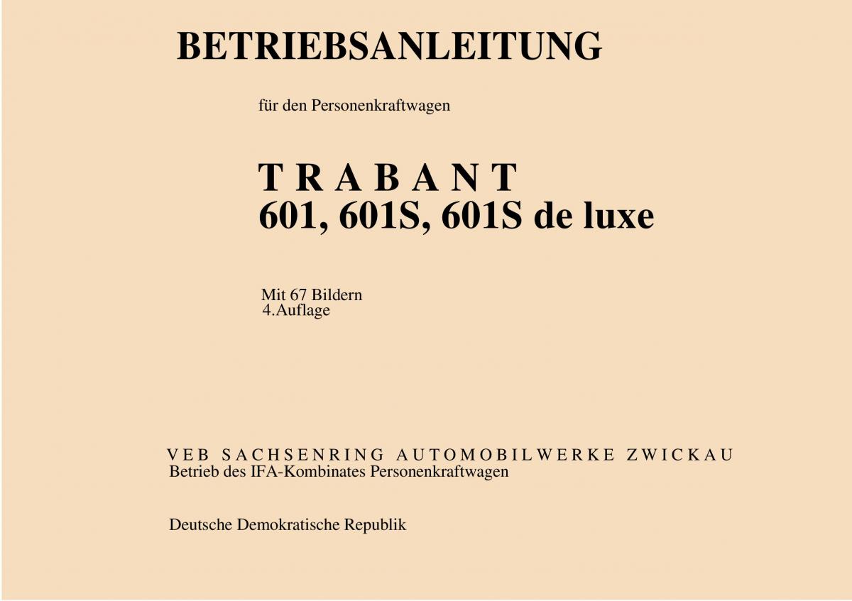 Trabant 601 owners manual Handbuch / page 2
