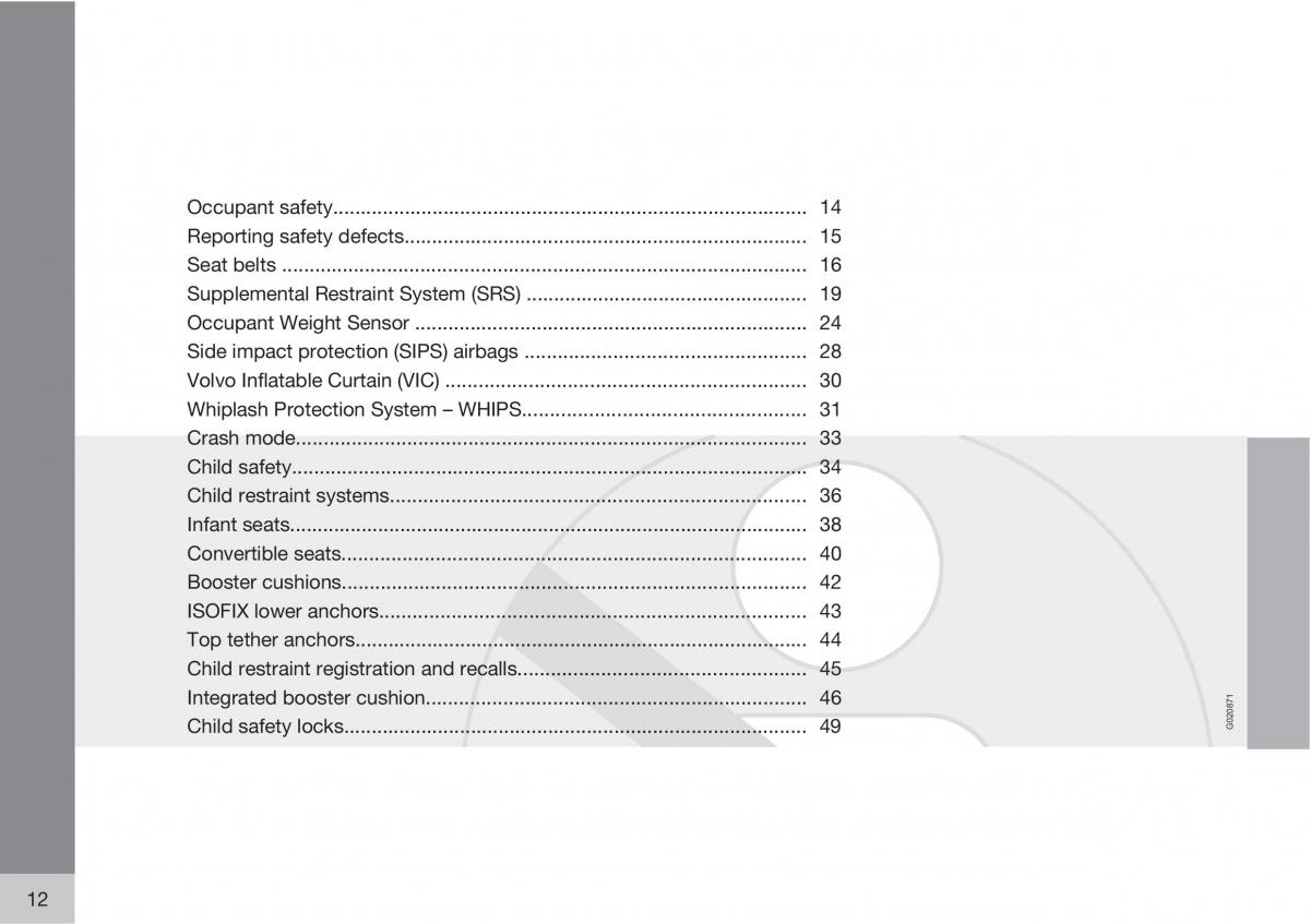 manual  Volvo V70 XC70 III owners manual / page 12