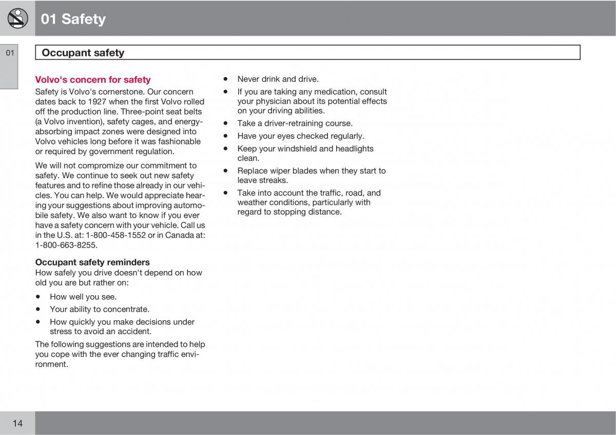 manual  Volvo V70 XC70 III owners manual / page 14