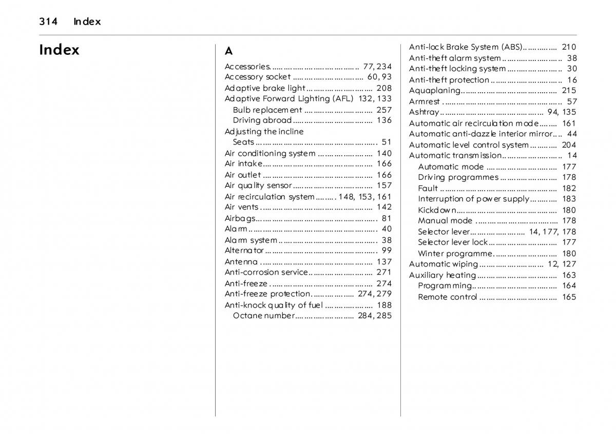 manual  Opel Vectra Vauxhall III 3 owners manual / page 319