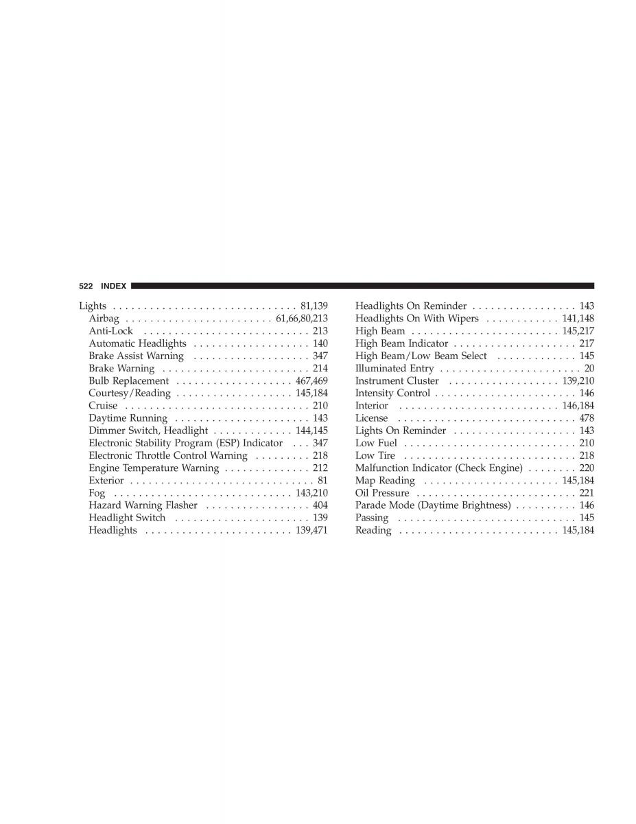 manual  Chrysler 300C I 1 owners manual / page 524