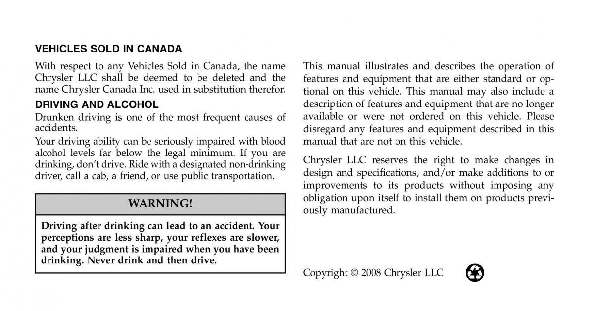 manual  Chrysler 300C I 1 owners manual / page 2