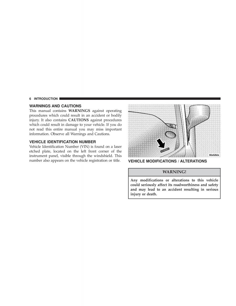 Chrysler Neon SRT4 owners manual / page 6