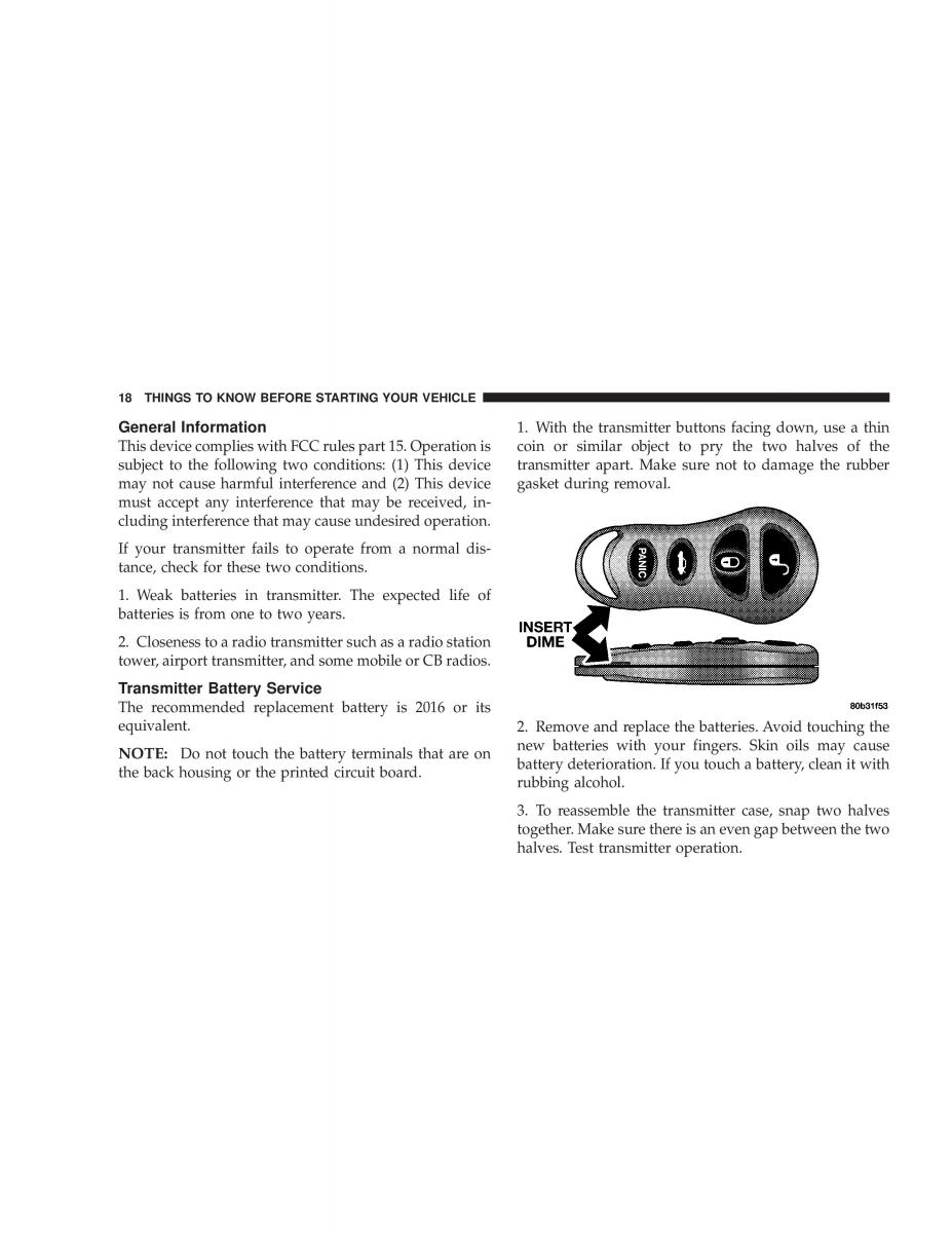 Chrysler Neon SRT4 owners manual / page 18
