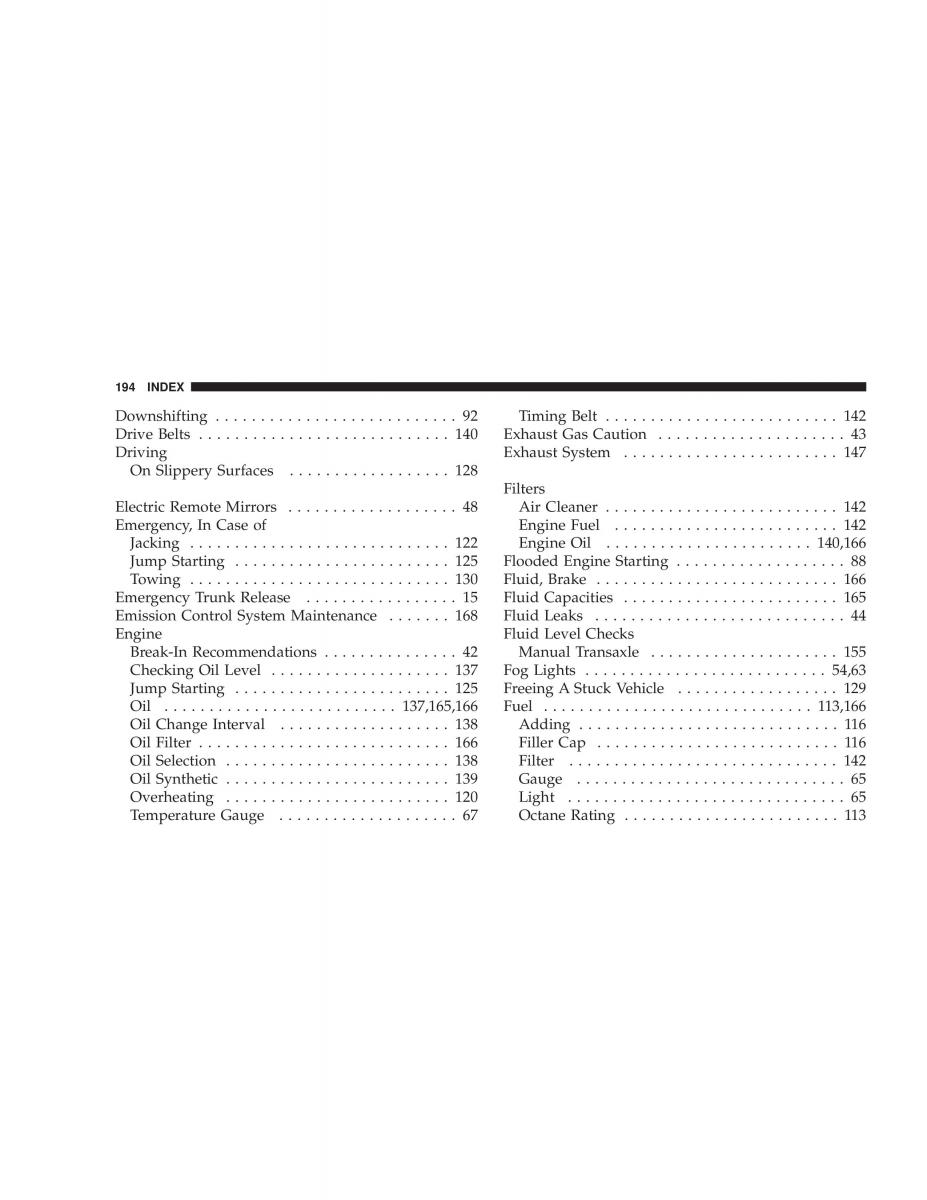 Chrysler Neon SRT4 owners manual / page 194