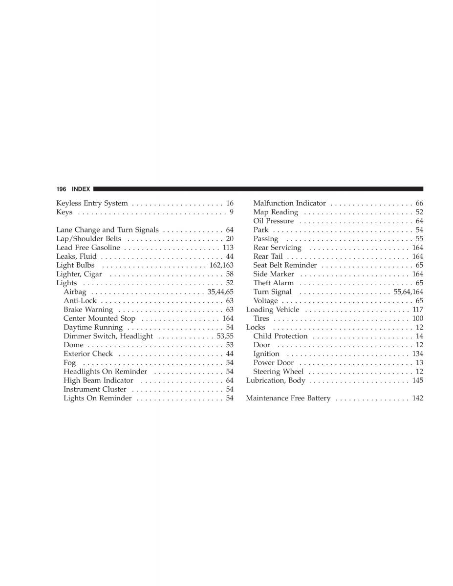 Chrysler Neon SRT4 owners manual / page 196