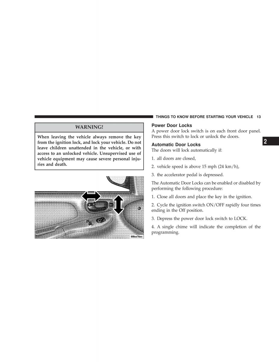 Chrysler Neon SRT4 owners manual / page 13