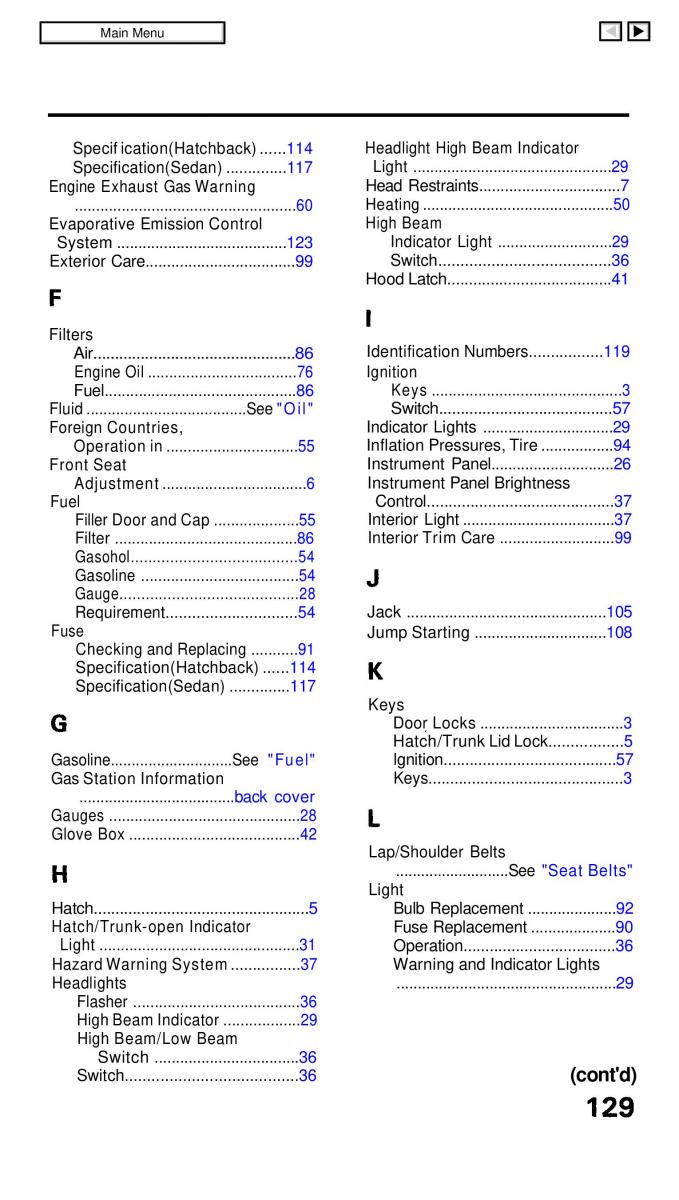 manual  Honda Civic IV 4 Hatchback Sedan owners manual / page 129