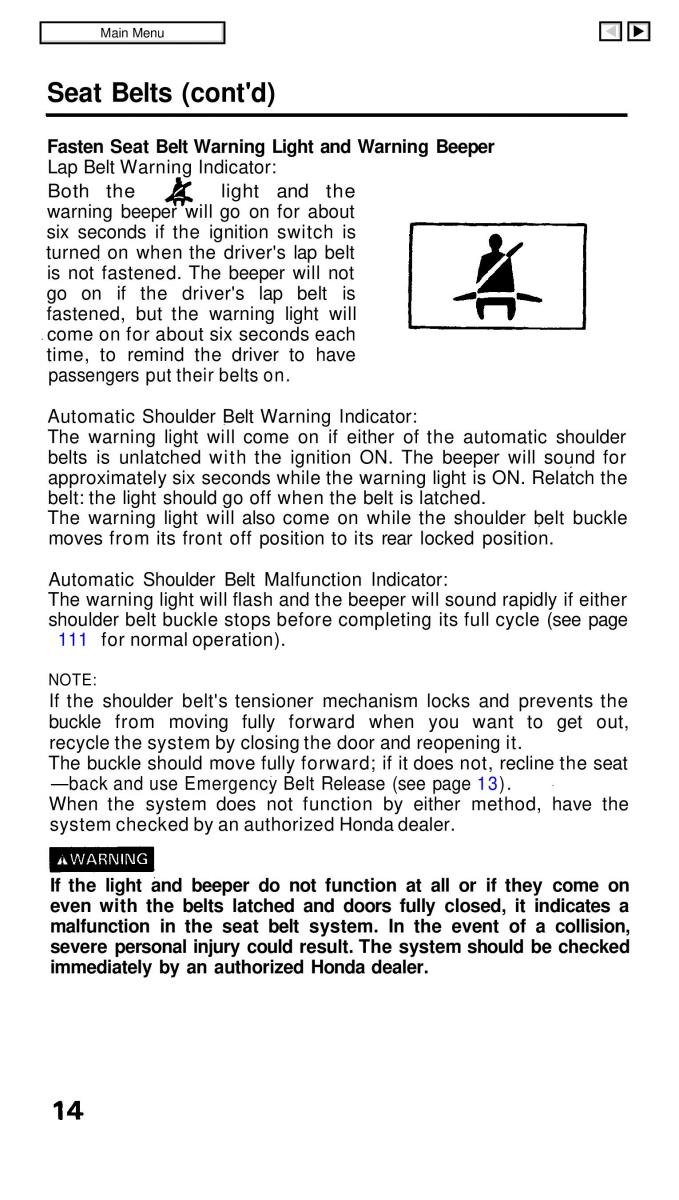 manual  Honda Civic IV 4 Hatchback Sedan owners manual / page 21