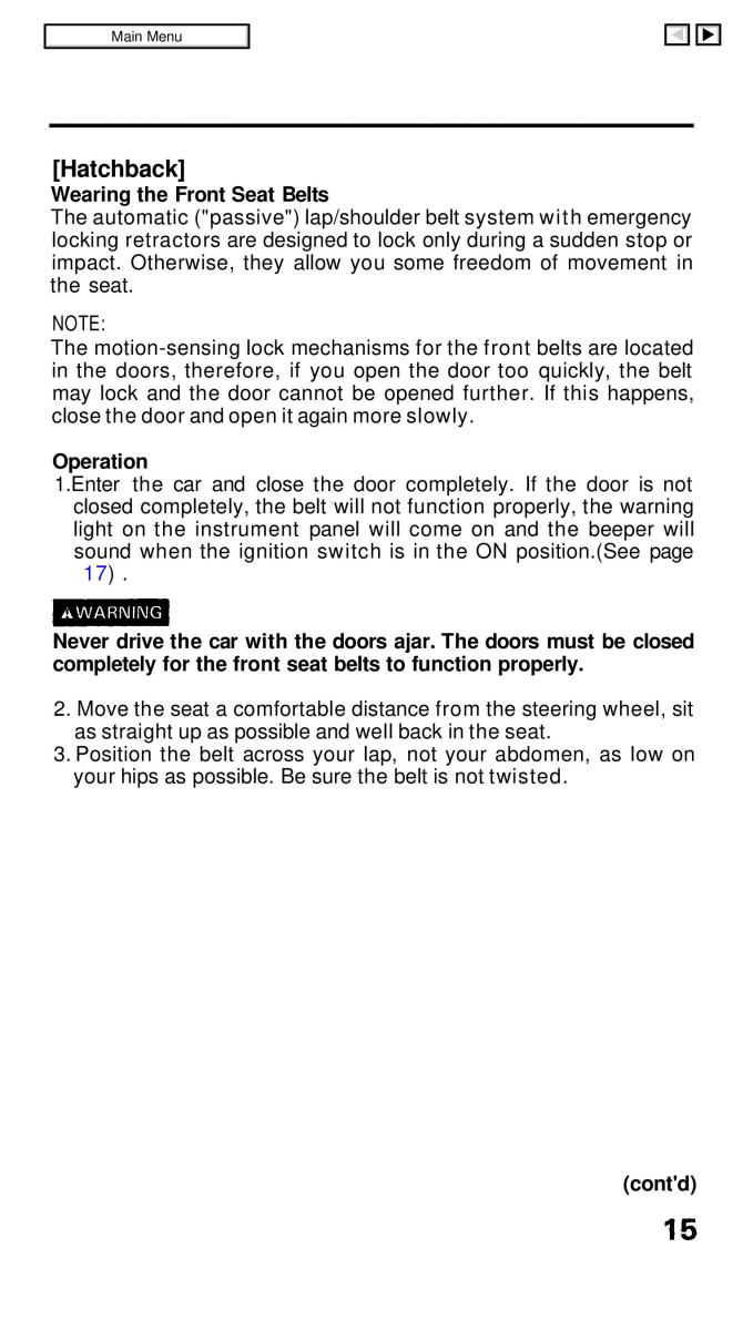 Honda Civic IV 4 Hatchback Sedan owners manual / page 22