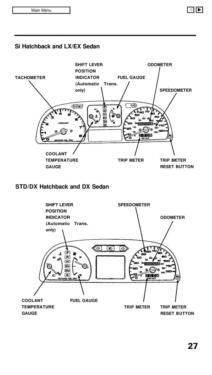 Honda Civic IV 4 Hatchback Sedan owners manual / page 34