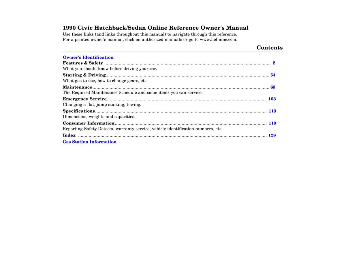 manual  Honda Civic IV 4 Hatchback Sedan owners manual / page 1