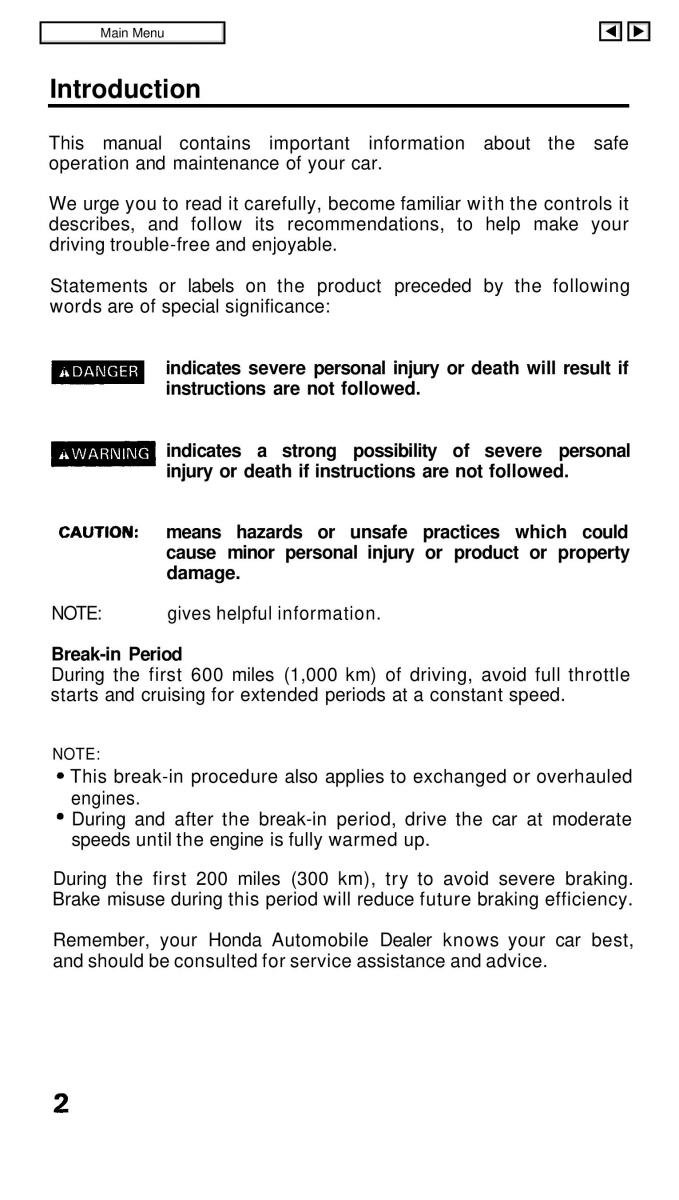 manual  Honda Civic IV 4 Hatchback Sedan owners manual / page 3